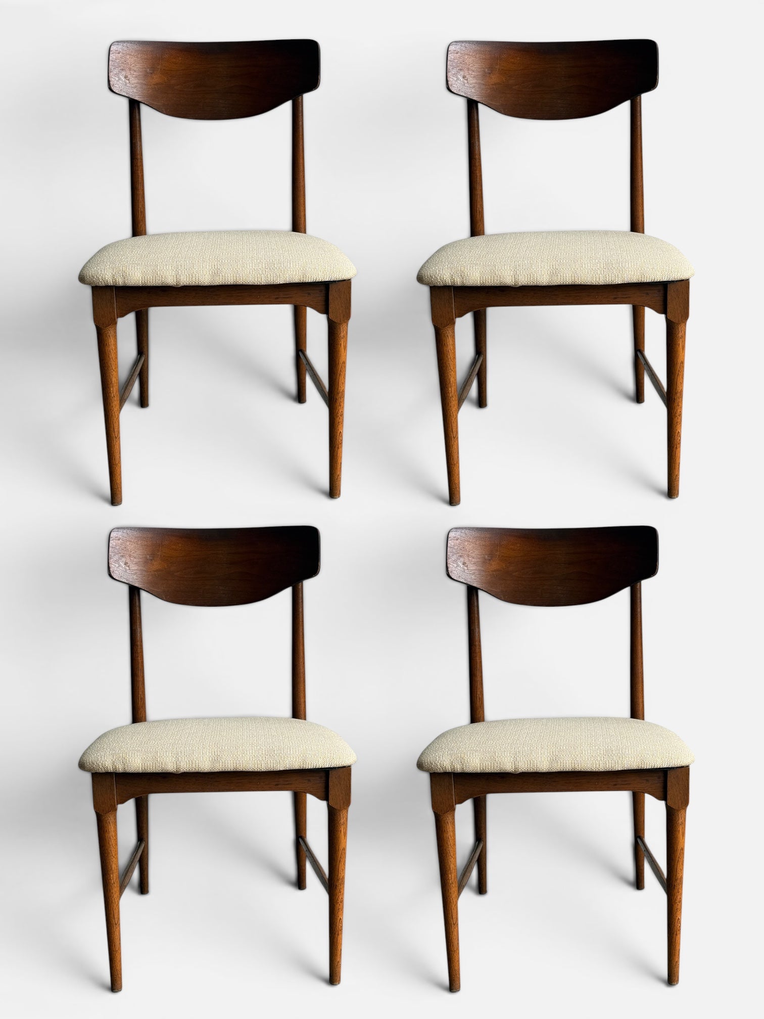 Set 4 Mid Century Modern Walnut Dining Chairs