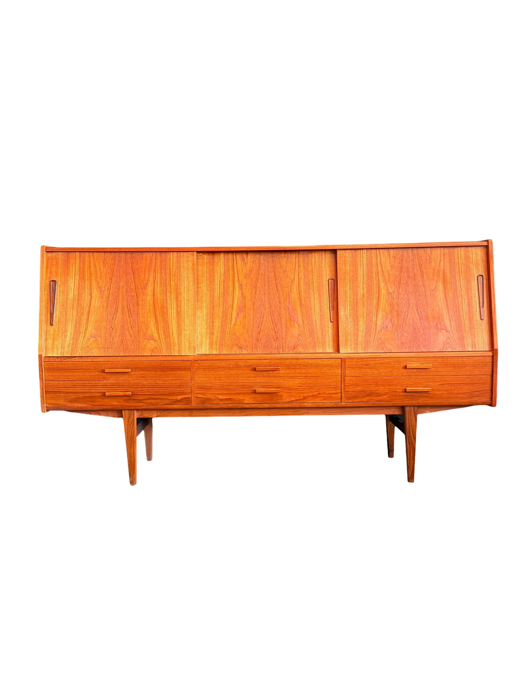 Danish Teak Dry Bar Credenza / Sideboard Circa 1950s