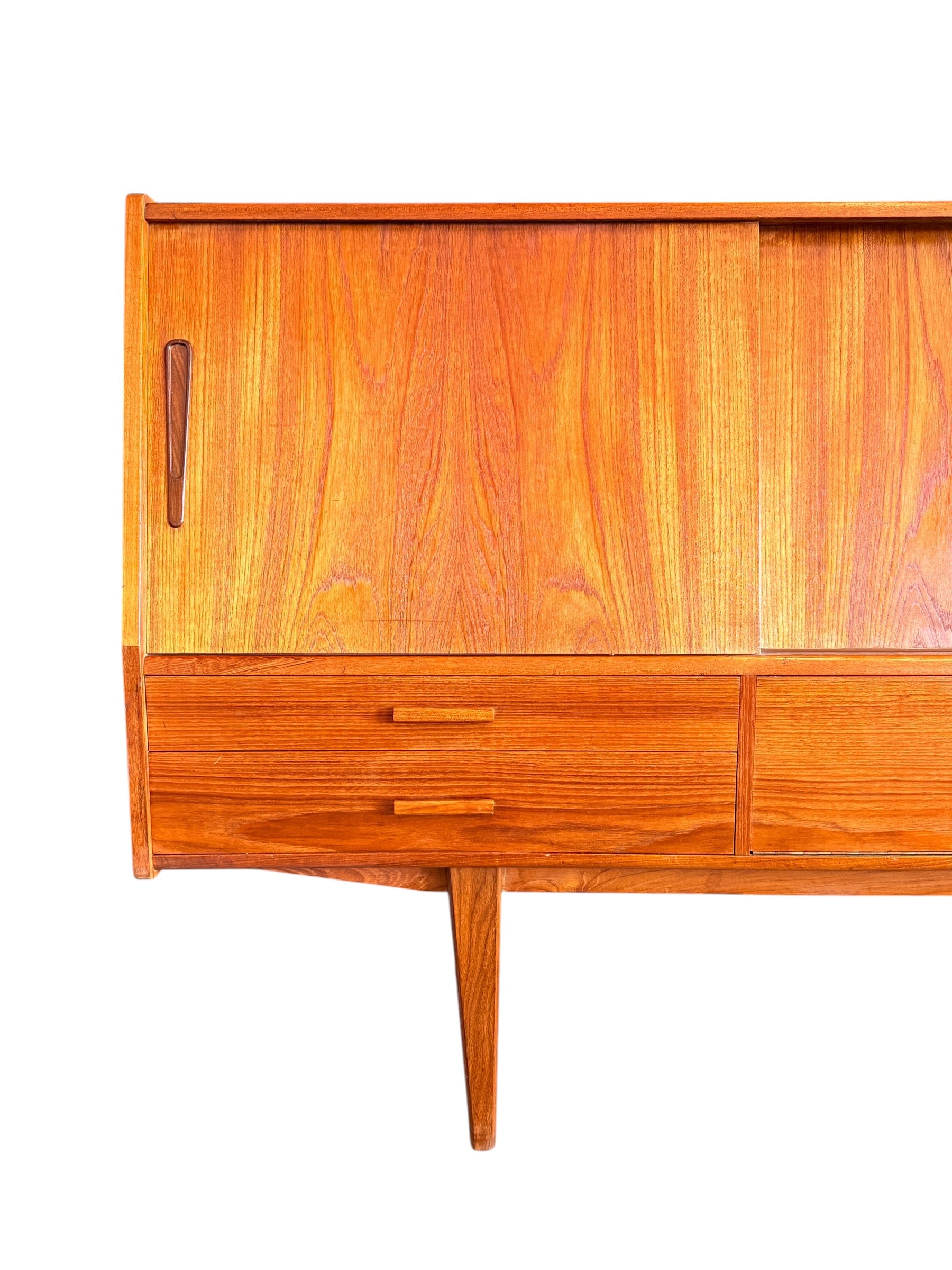 Danish Teak Dry Bar Credenza / Sideboard Circa 1950s