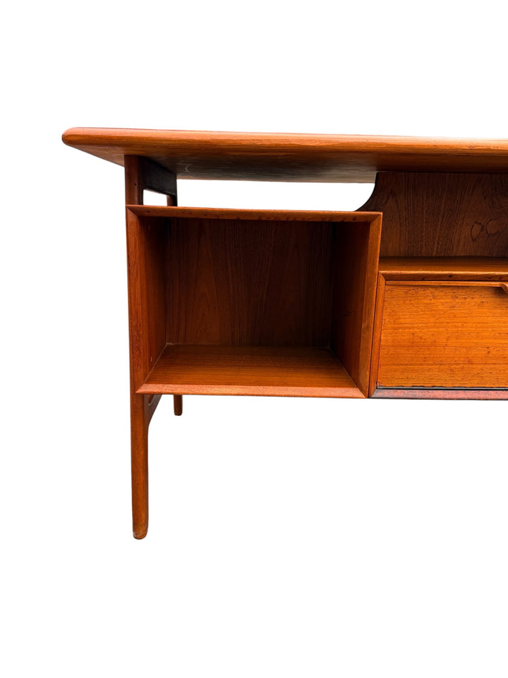 Gunni Omann Model 75 Executive Teak Desk lockable drawer with escutcheon