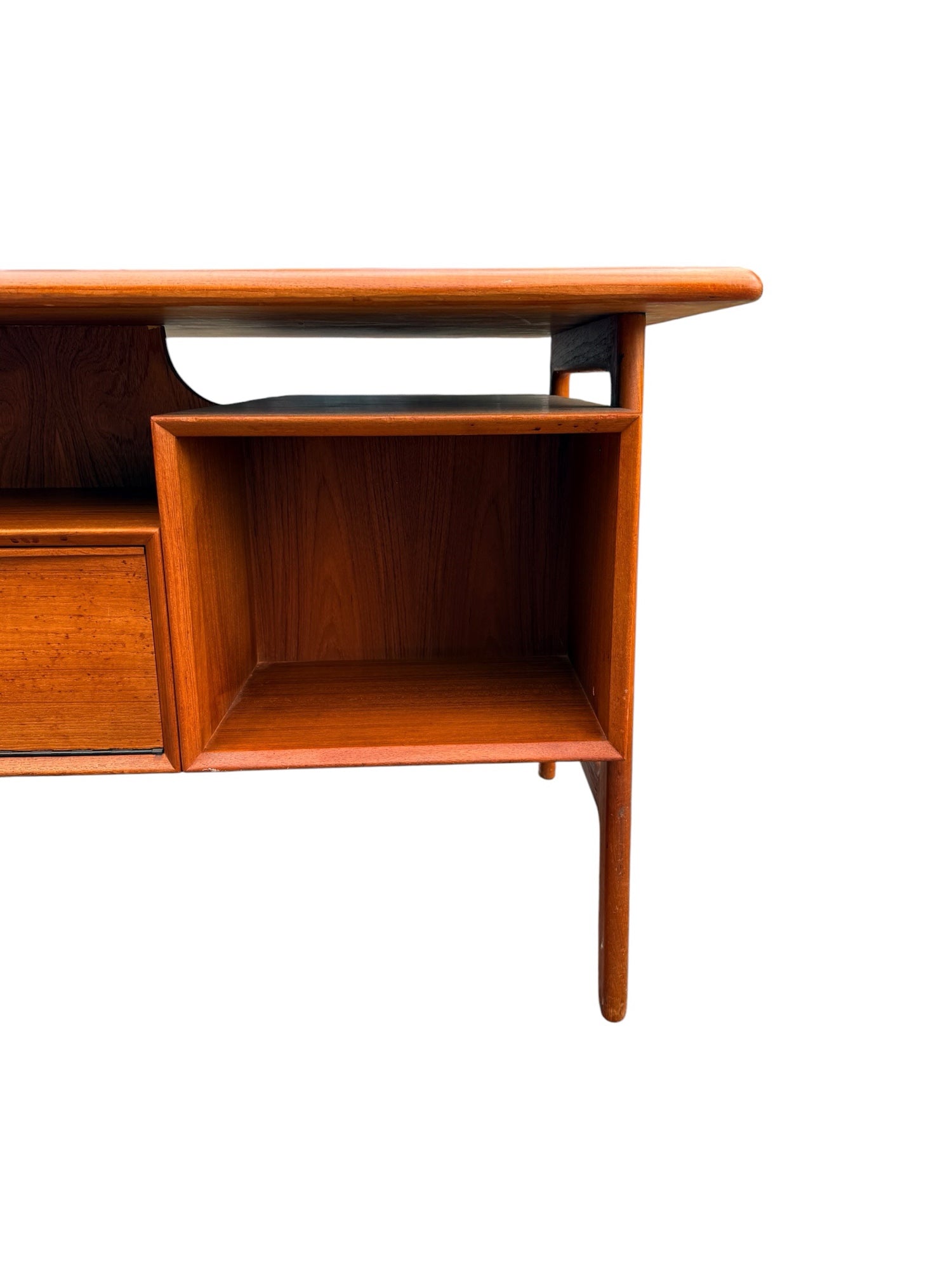 Gunni Omann Model 75 Executive Teak Desk open drawer interior