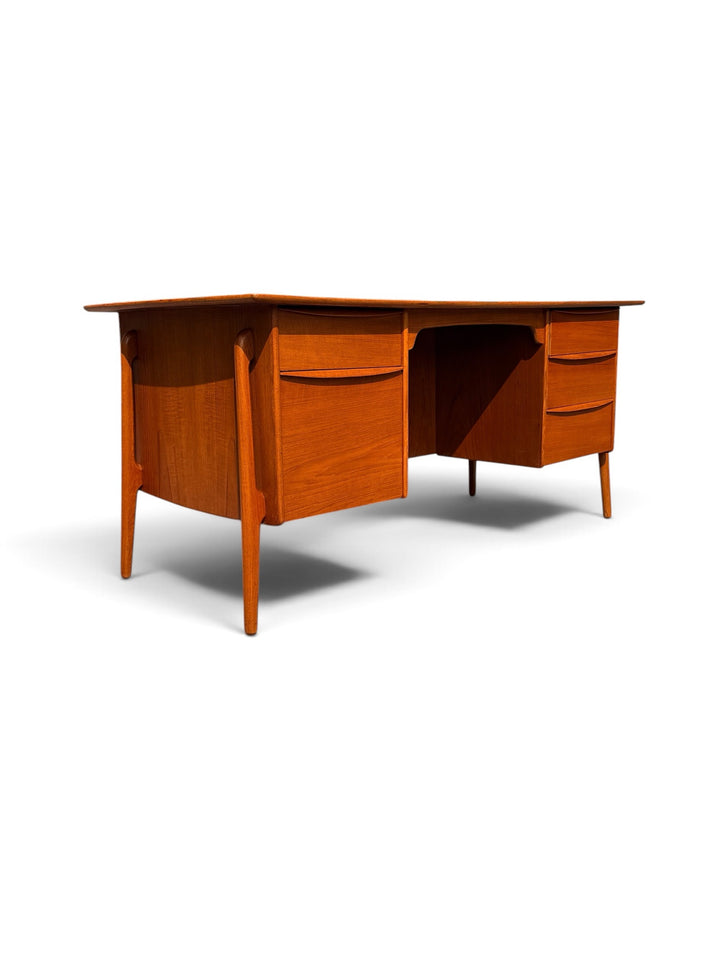 Svend Aage Madsen executive teak desk angled front view