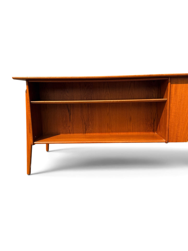 Svend Aage Madsen executive teak desk rear lower corner chip condition detail