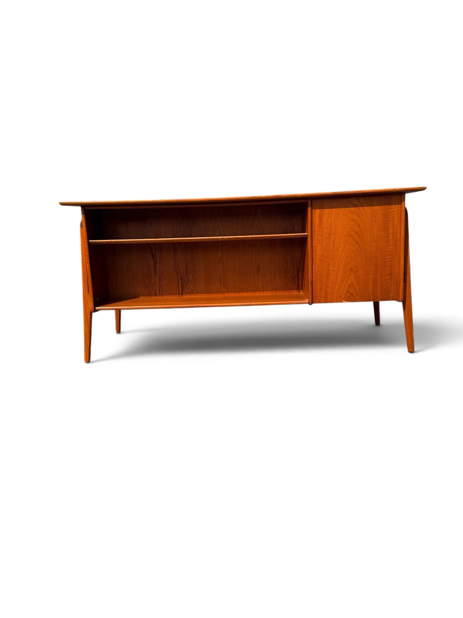 Svend Aage Madsen executive teak desk maker label detail
