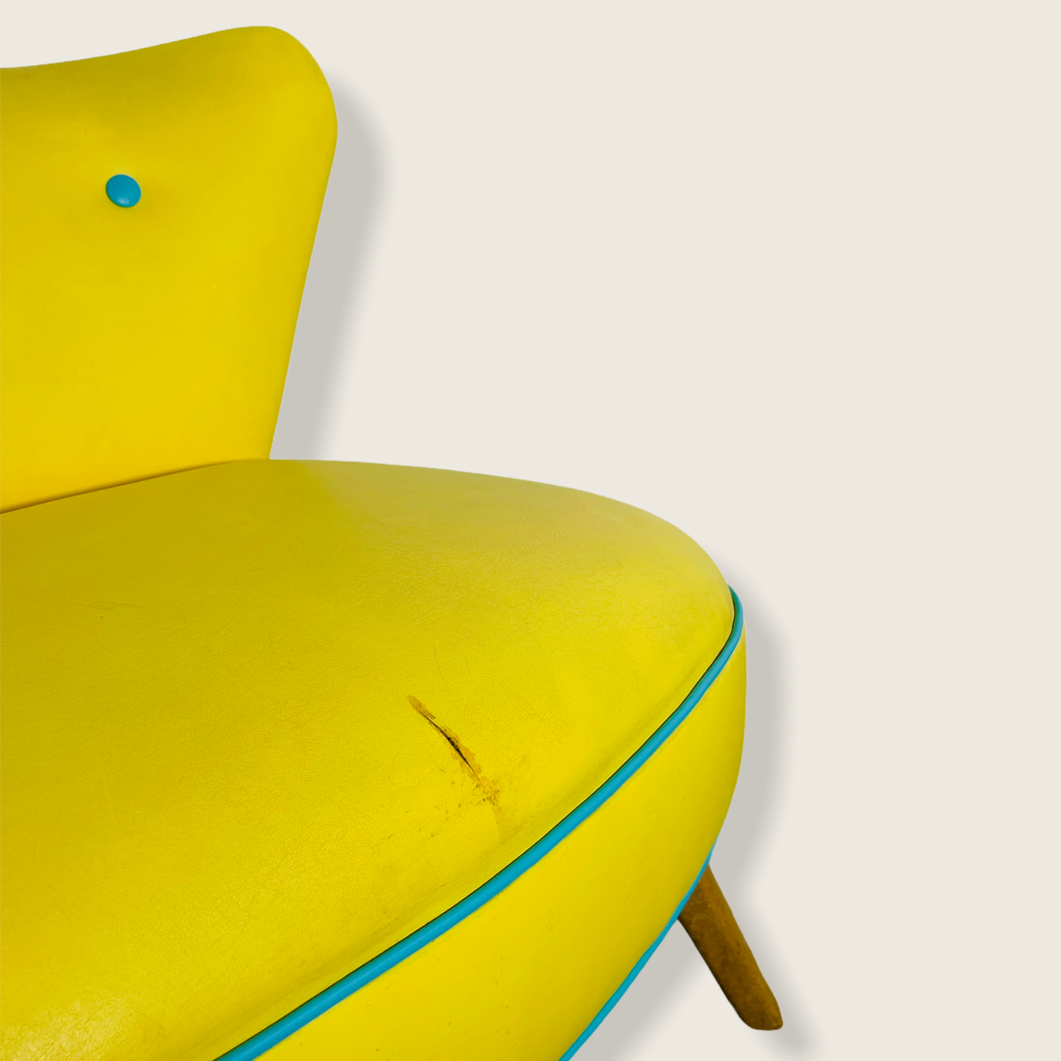 Mid-Century Modern Yellow Oversized Wingback Chair image 9