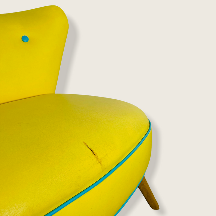 Mid-Century Modern Yellow Oversized Wingback Chair image 9