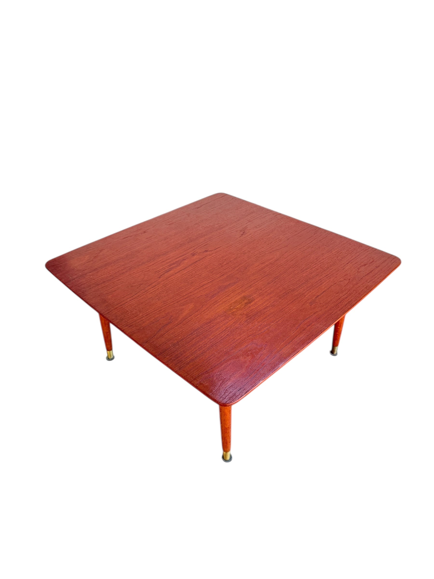 Mid Century Modern Teak Square Table with Brass Accents image 8