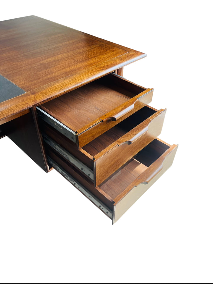 Mid Century Modern Walnut Executive Desk by Castillian Alma image 5