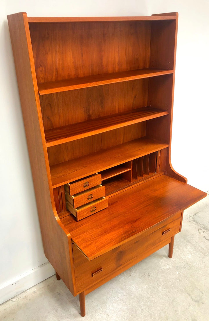 Mid-Century Danish Modern Teak Secretary Desk & Bookcase By BORNHOLMS image 5