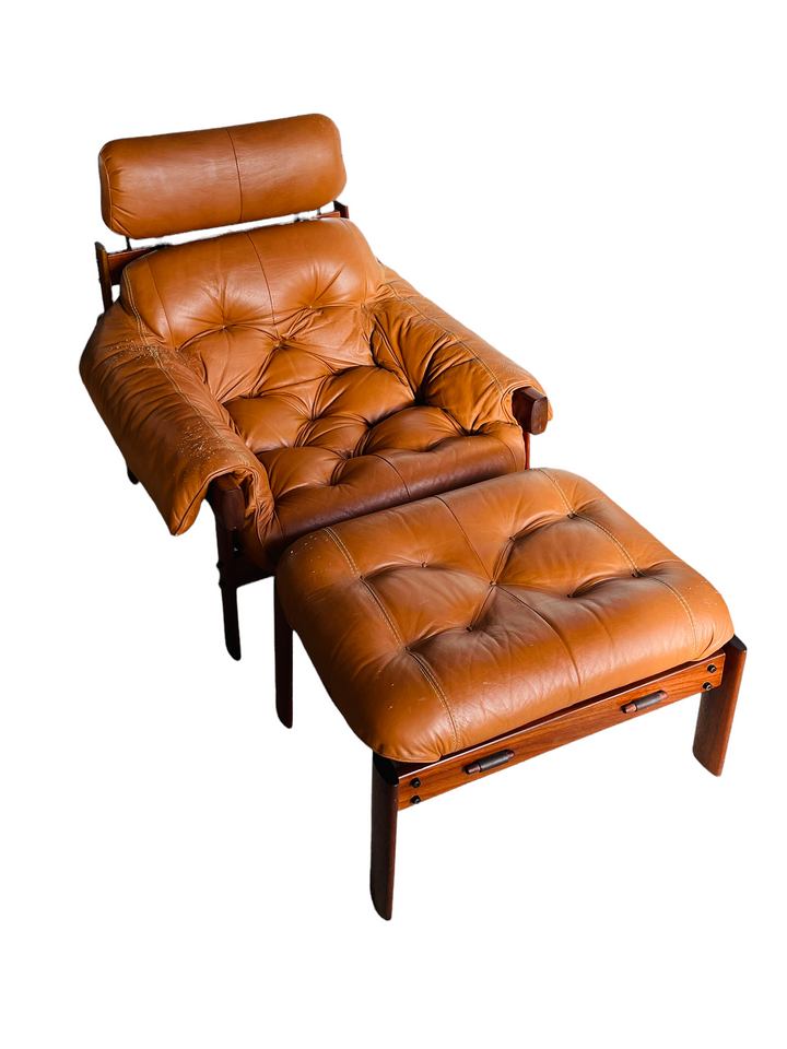 1970s Brazilian Rosewood Percival Lafer Leather Lounge Chair & Ottoman  image 1