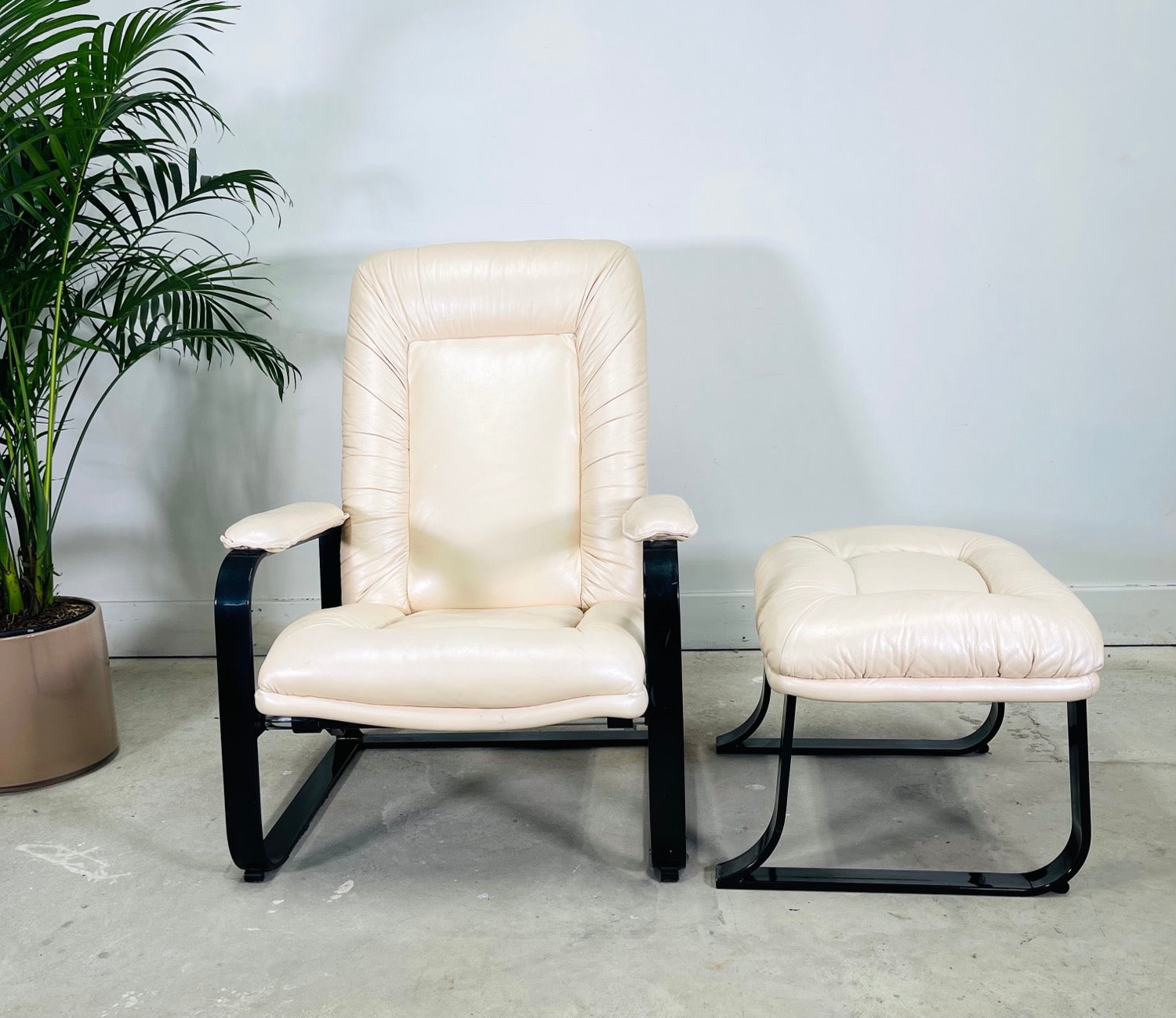 Vintage Leather Recliner & Ottoman  image 5