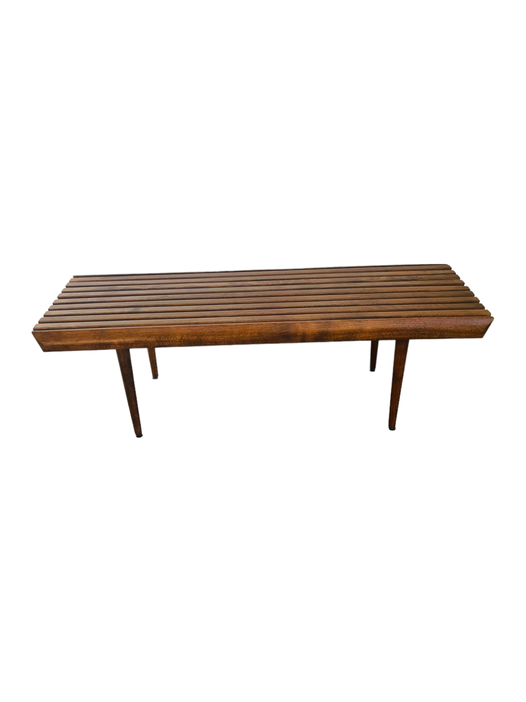 Mid-Century Modern Walnut Slatted Bench / Coffee Table image 4