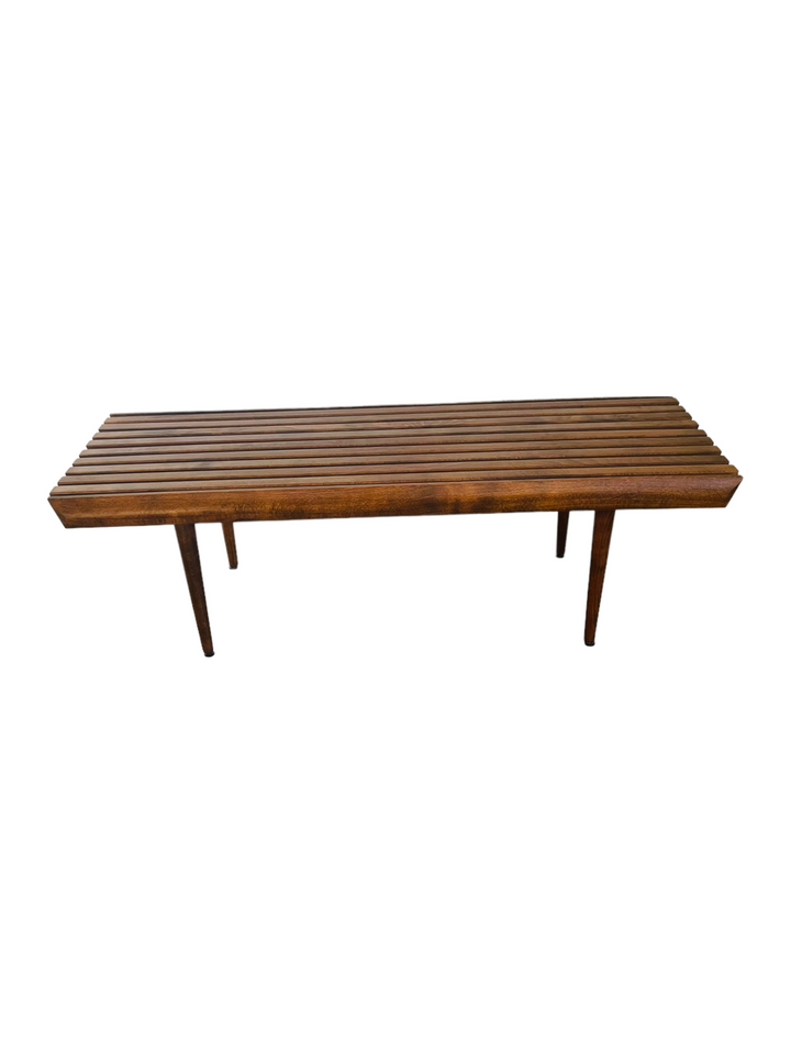 Mid-Century Modern Walnut Slatted Bench / Coffee Table image 4