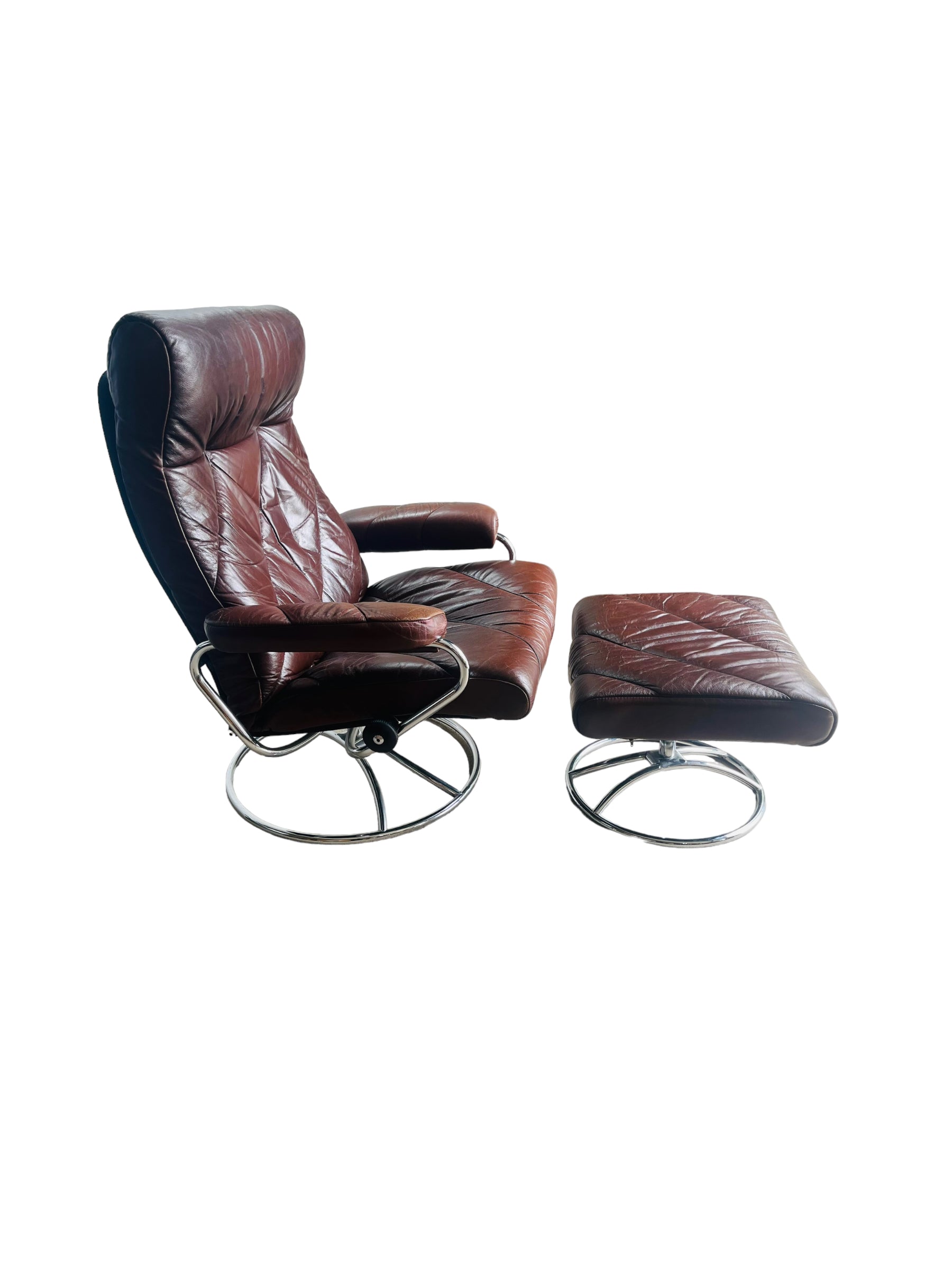 Mid Century Modern Ekornes Leather Lounge Chair & Ottoman  image 1