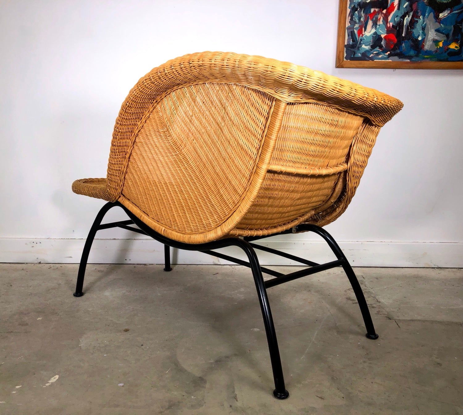 Sculptural Mid-Century Modern Wicker Chaise Lounge After Eames La Chaise image 6