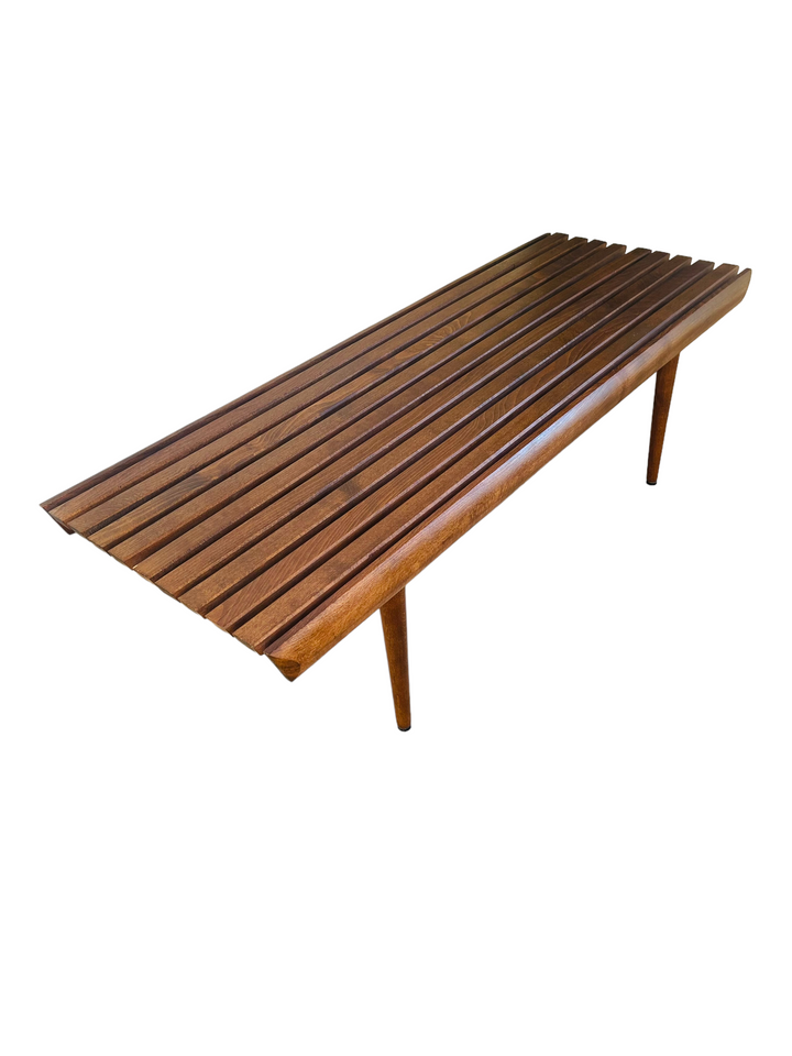 Mid-Century Modern Walnut Slatted Bench / Coffee Table image 5