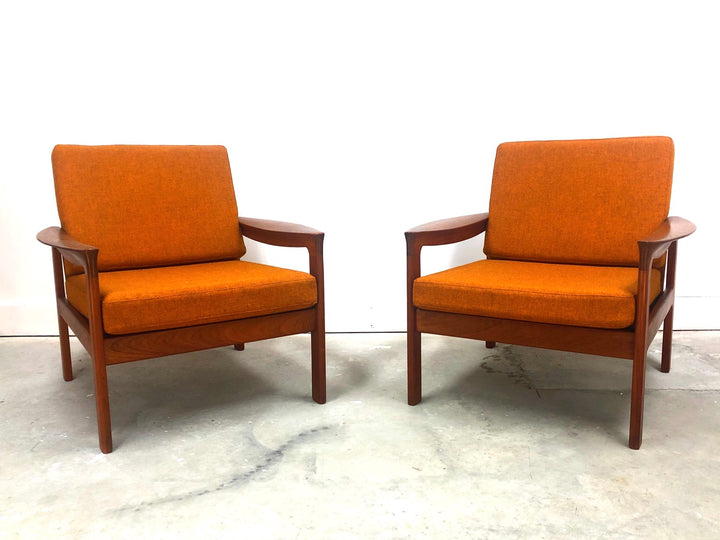 Set 2 Mid-Century Danish Modern Teak Komfort Lounge Chairs image 1