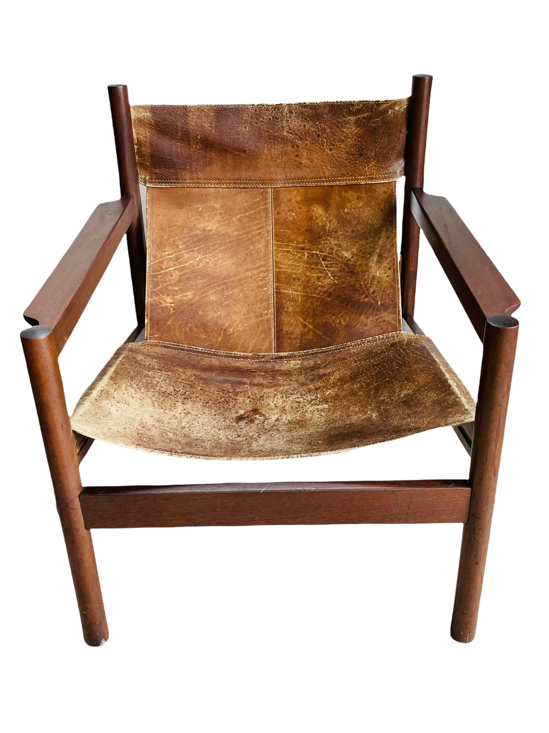 1960s Michel Arnoult Roxinho Leather Sling Lounge Chairs  image 14