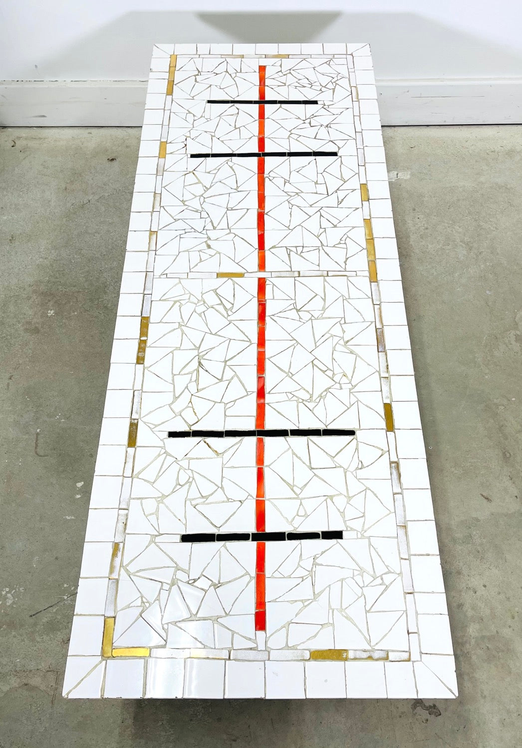 Mid-Century Modern Mosaic Tile Top Coffee Table image 1