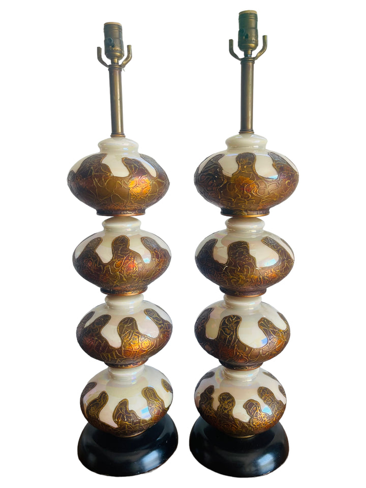 Pair Mid Century Modern Tall Funky Lamps image 0