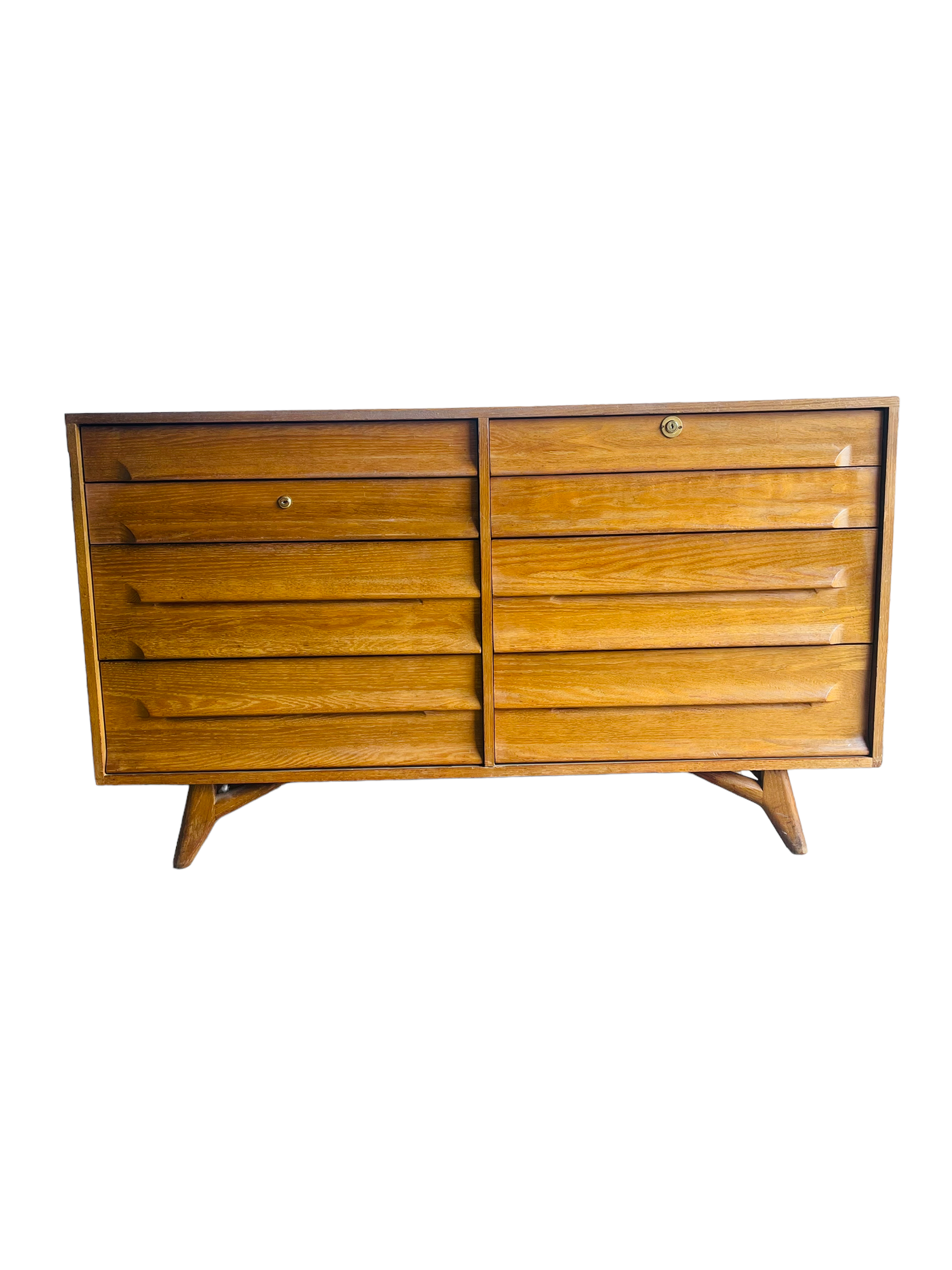 American Modern Cerused Oak Eight Drawer Dresser, Circa 1950s image 1