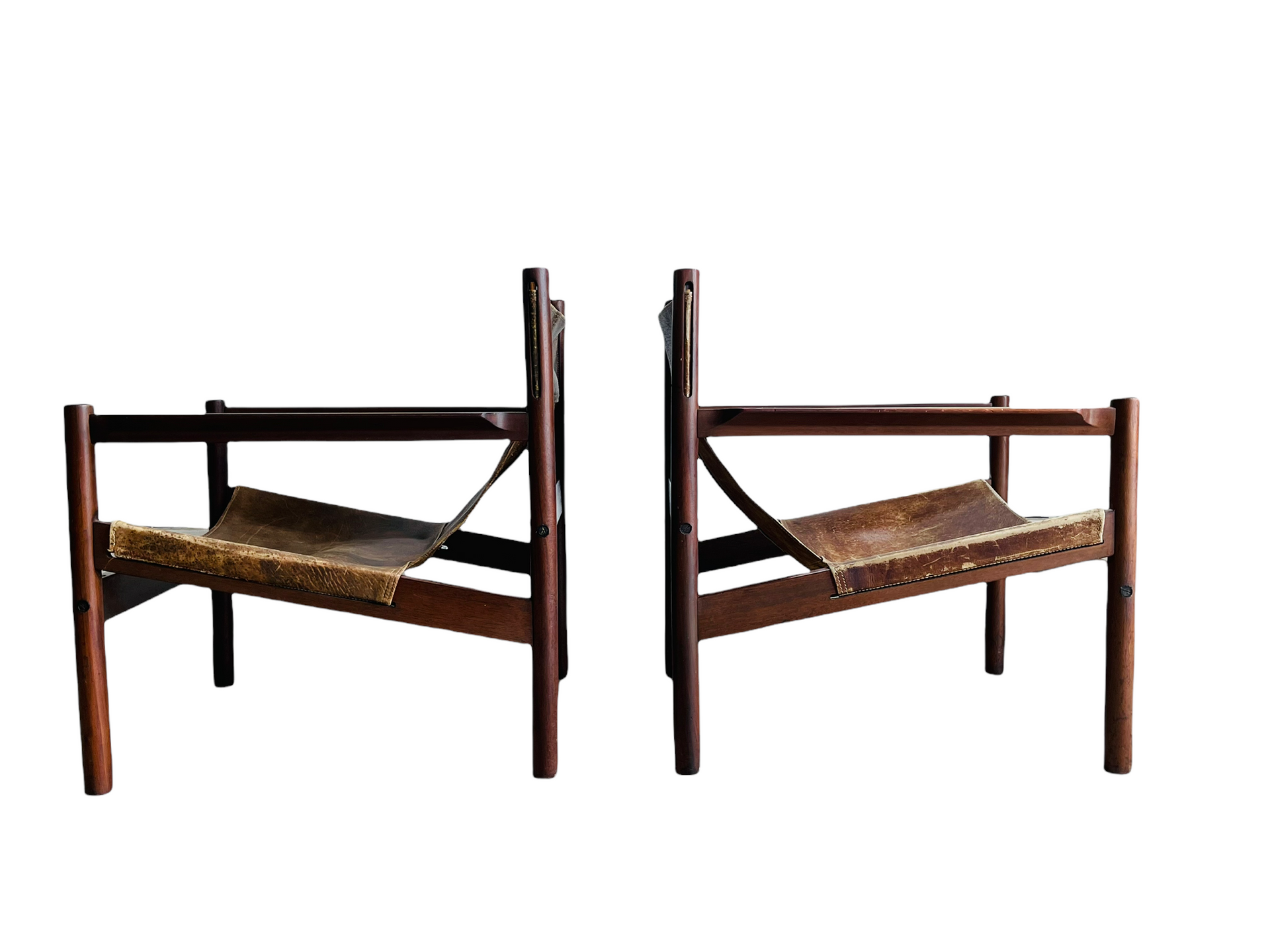 1960s Michel Arnoult Roxinho Leather Sling Lounge Chairs  image 1