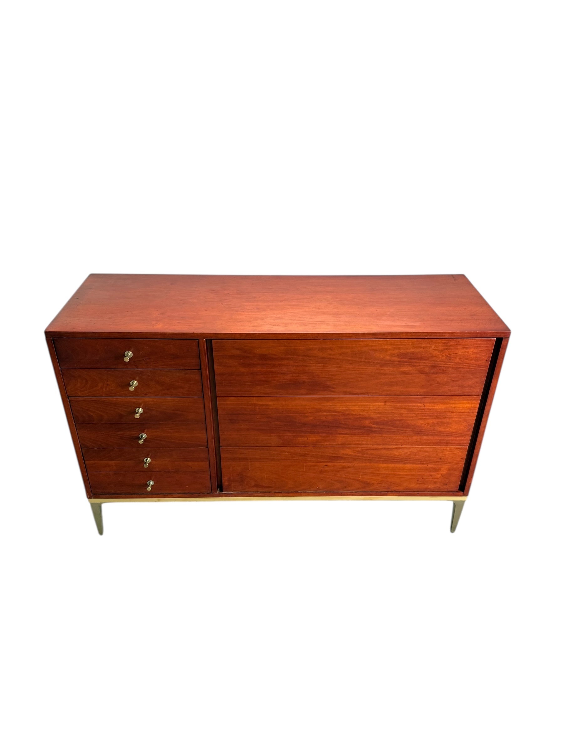 Mid Century Modern Cherry Dresser by John Stuart with Brass Legs image 6
