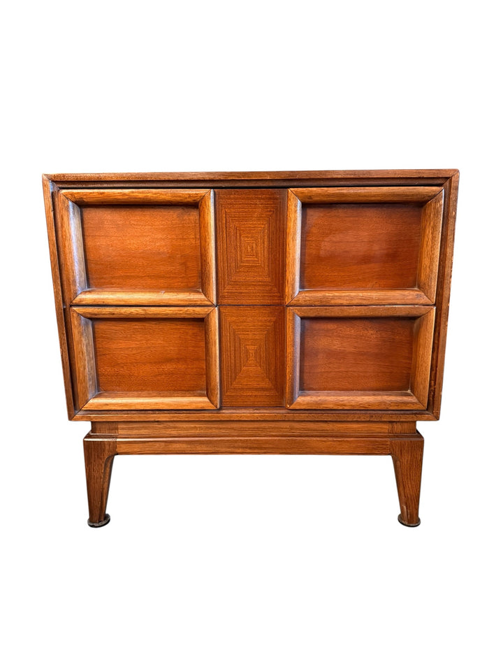 American of Martinsville Walnut Nightstand, single front view