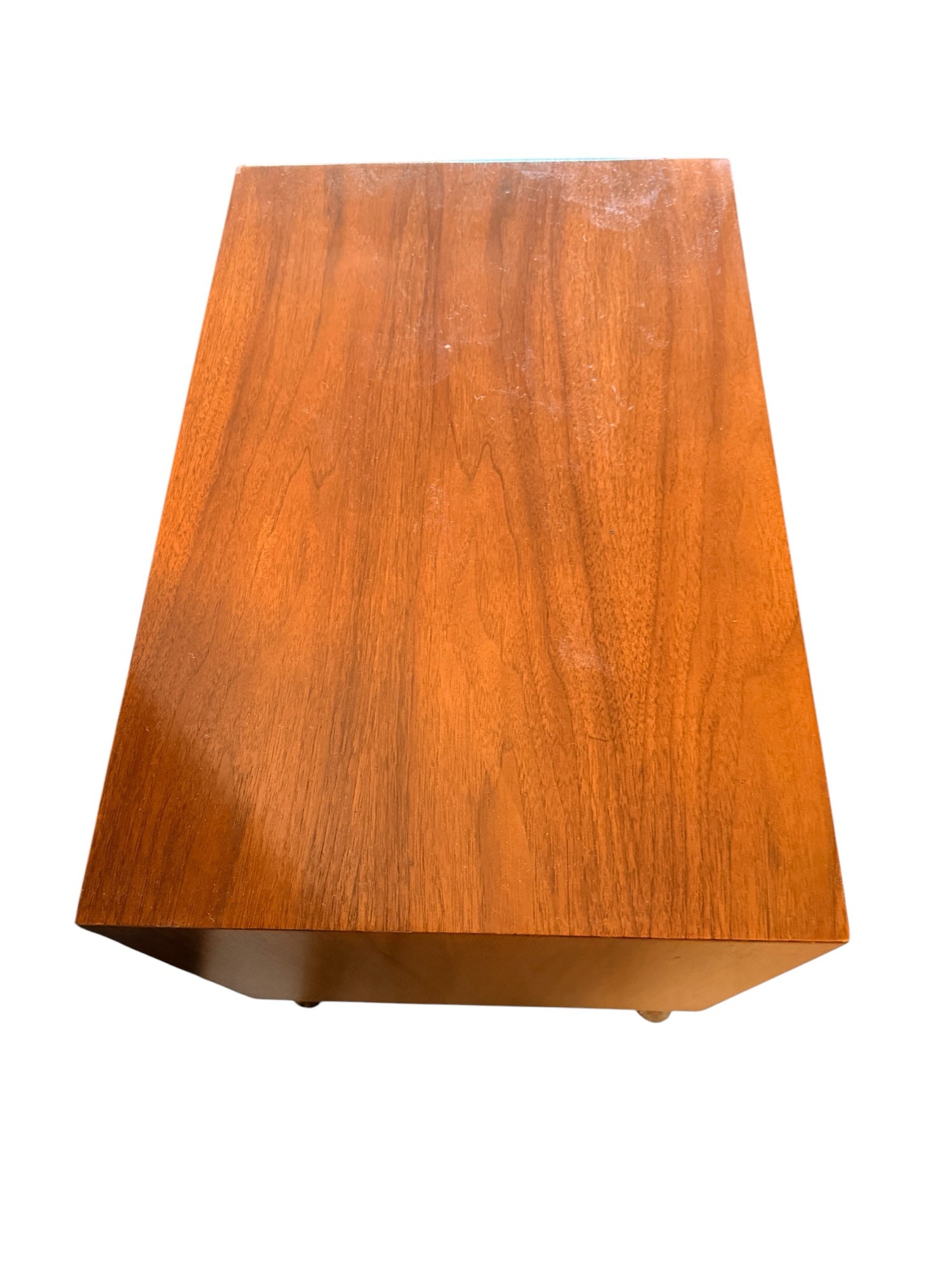 American of Martinsville Walnut Nightstand, top surface showing light wear