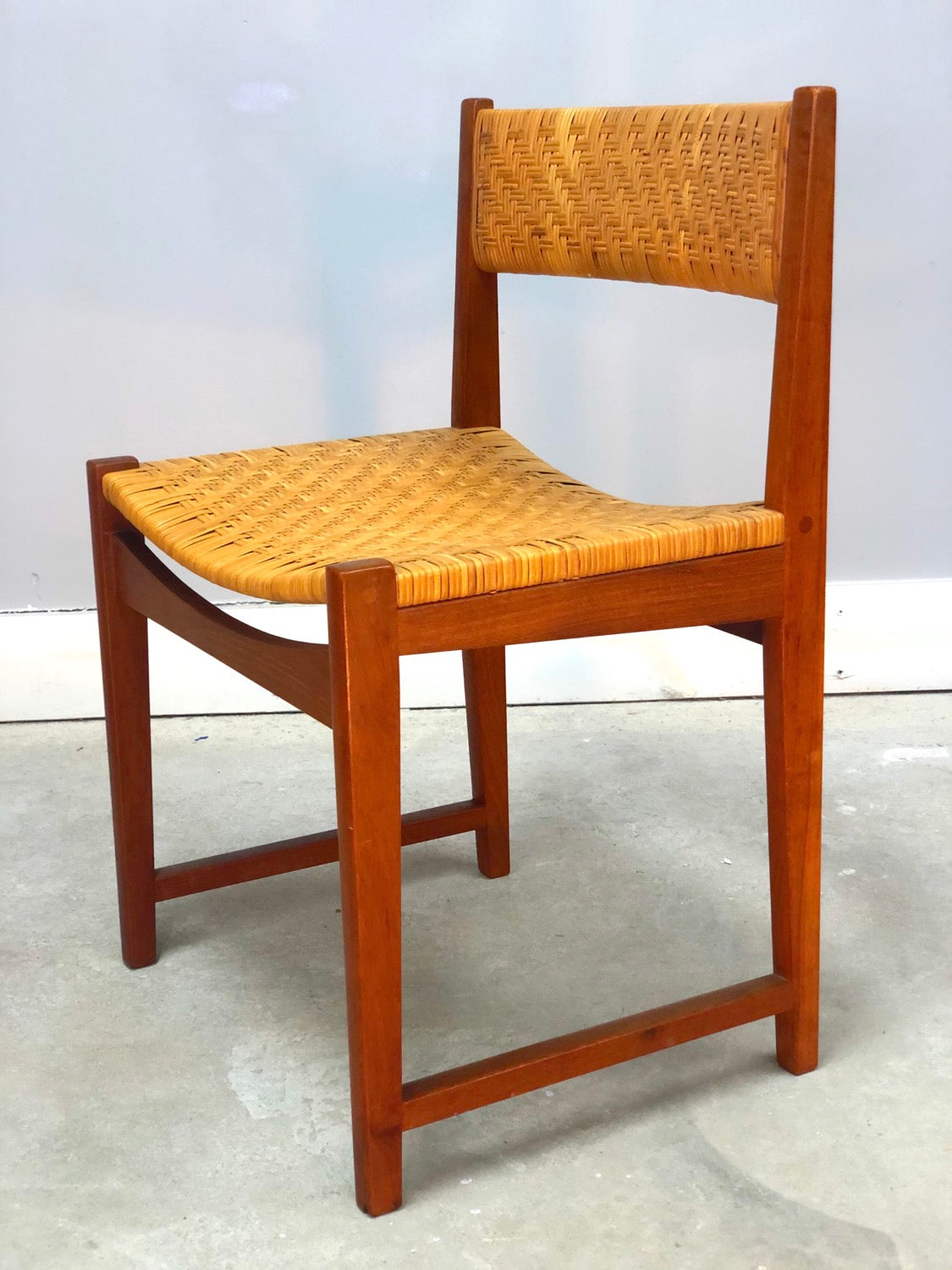 Danish Modern Teak & Wicker Side Chair by Peter Hvidt image 0