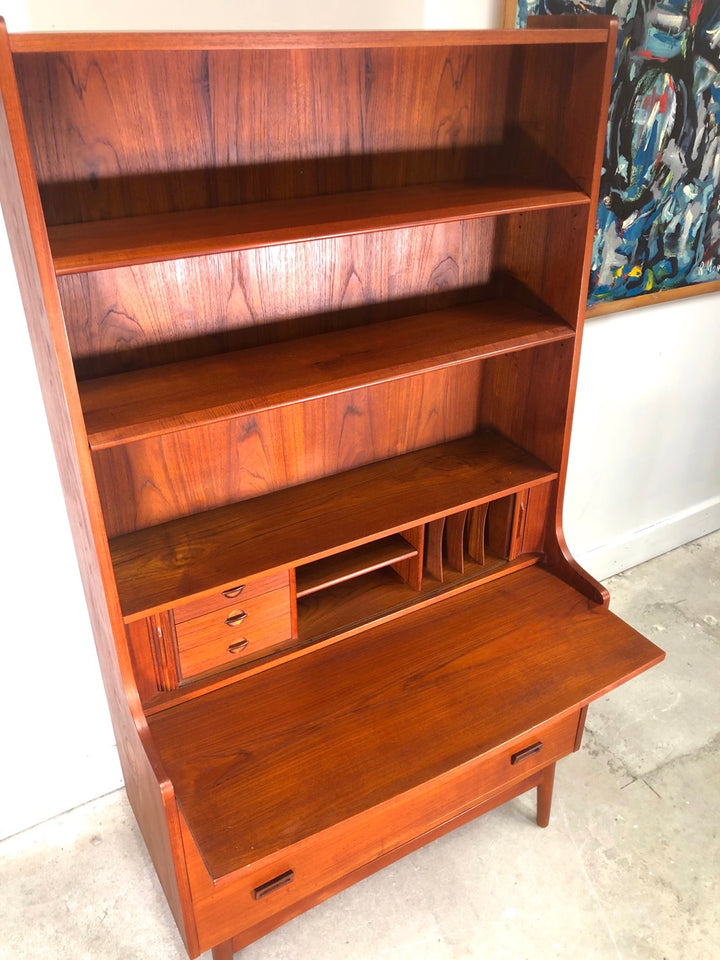 Mid-Century Danish Modern Teak Secretary Desk & Bookcase By Bornholms image 6