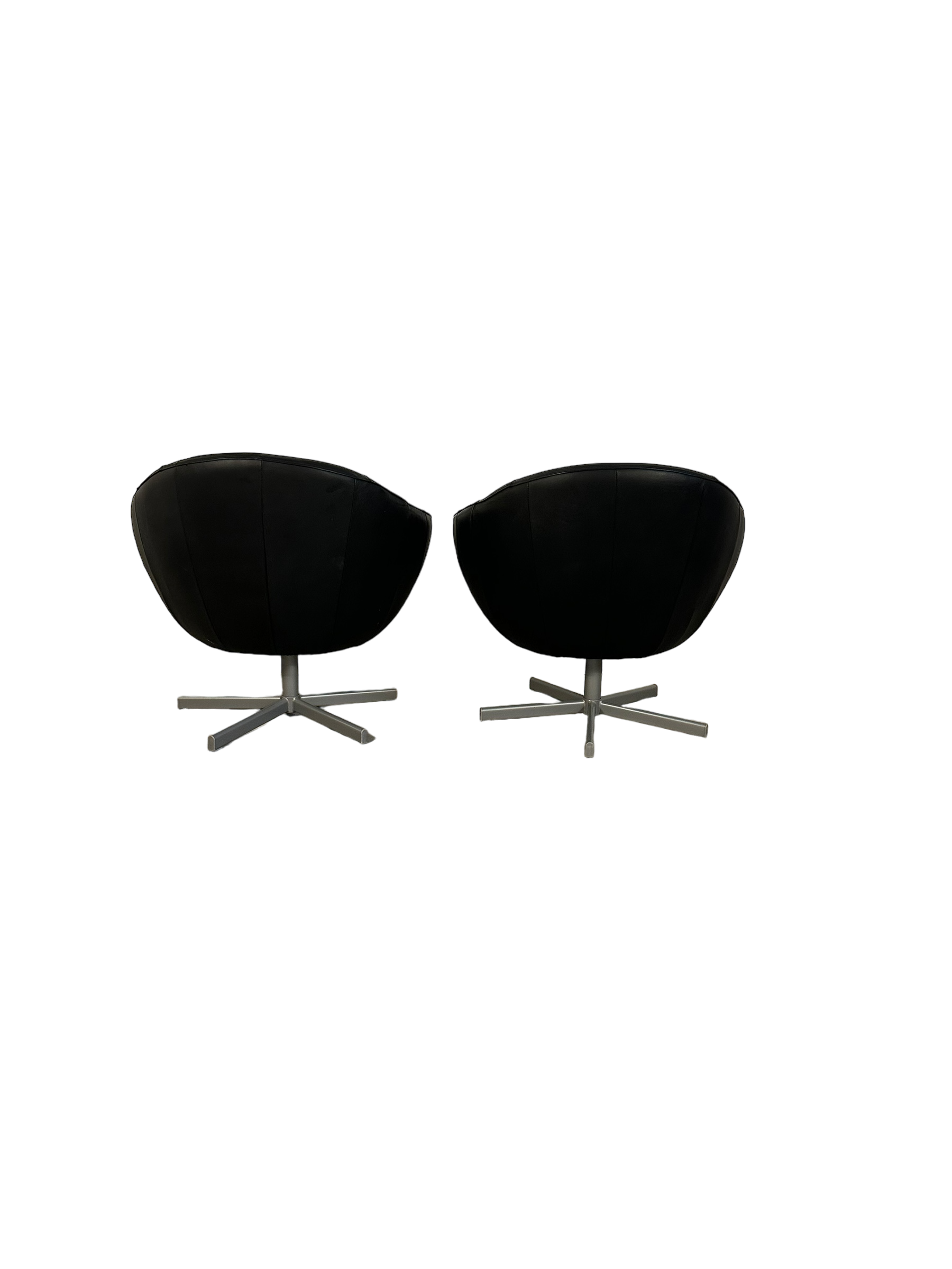 Pair Mid Century Modern Swiveling Leather Pod Chairs image 5