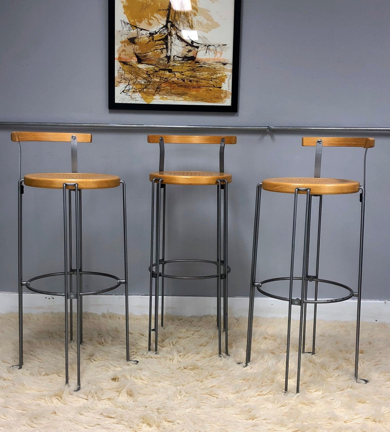 Mid 20th Century Designer Industrial Bar Stool By Borge Lindau For Bla Station image 2