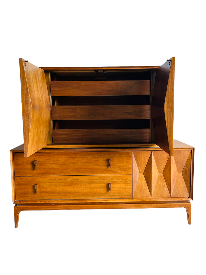 Rare Albert Parvin Sculpted Walnut Chest on Chest image 1
