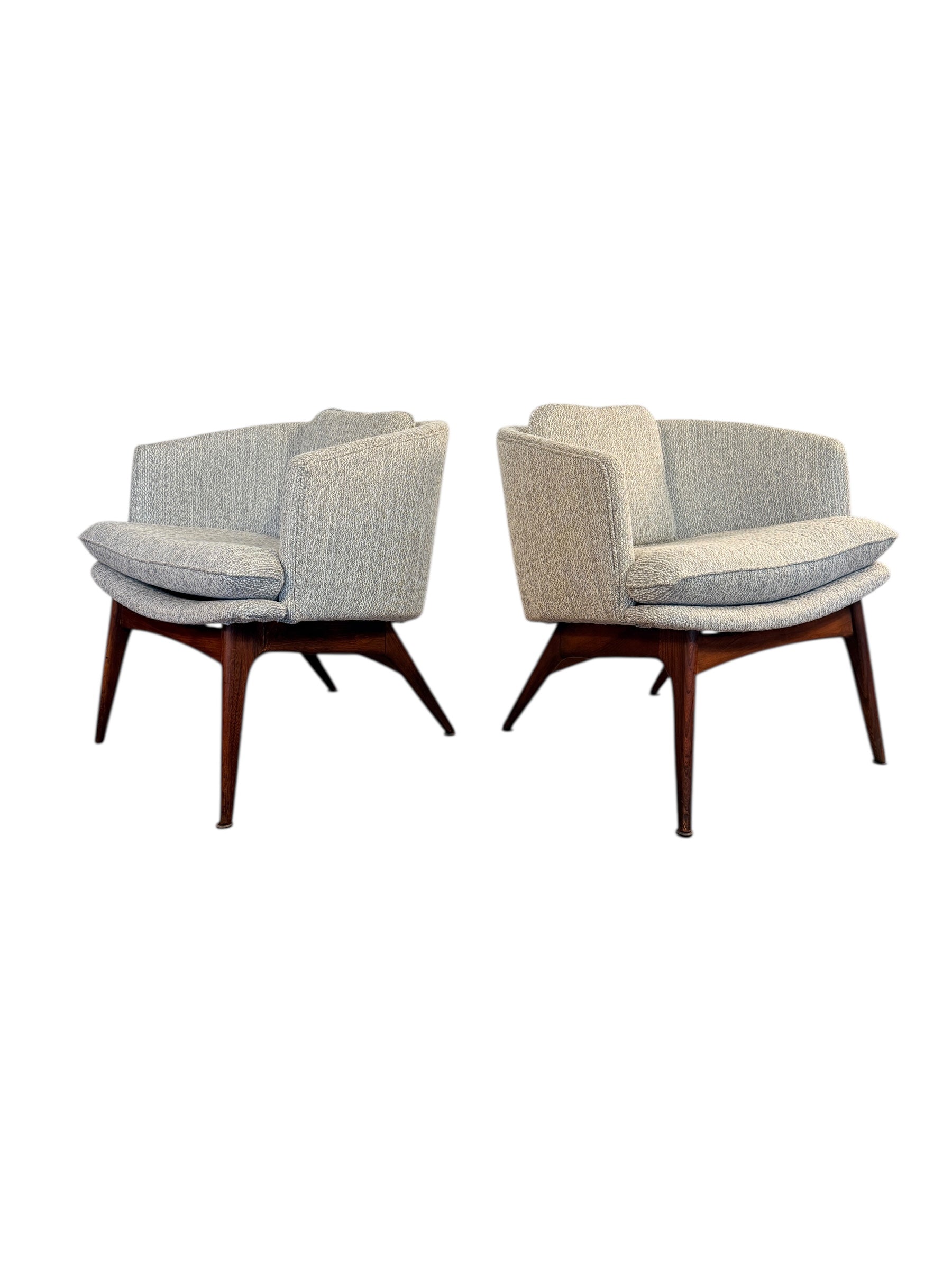 Rare Pair of Mid-Century Walnut Bucket Lounge Chairs by Wieland image 2