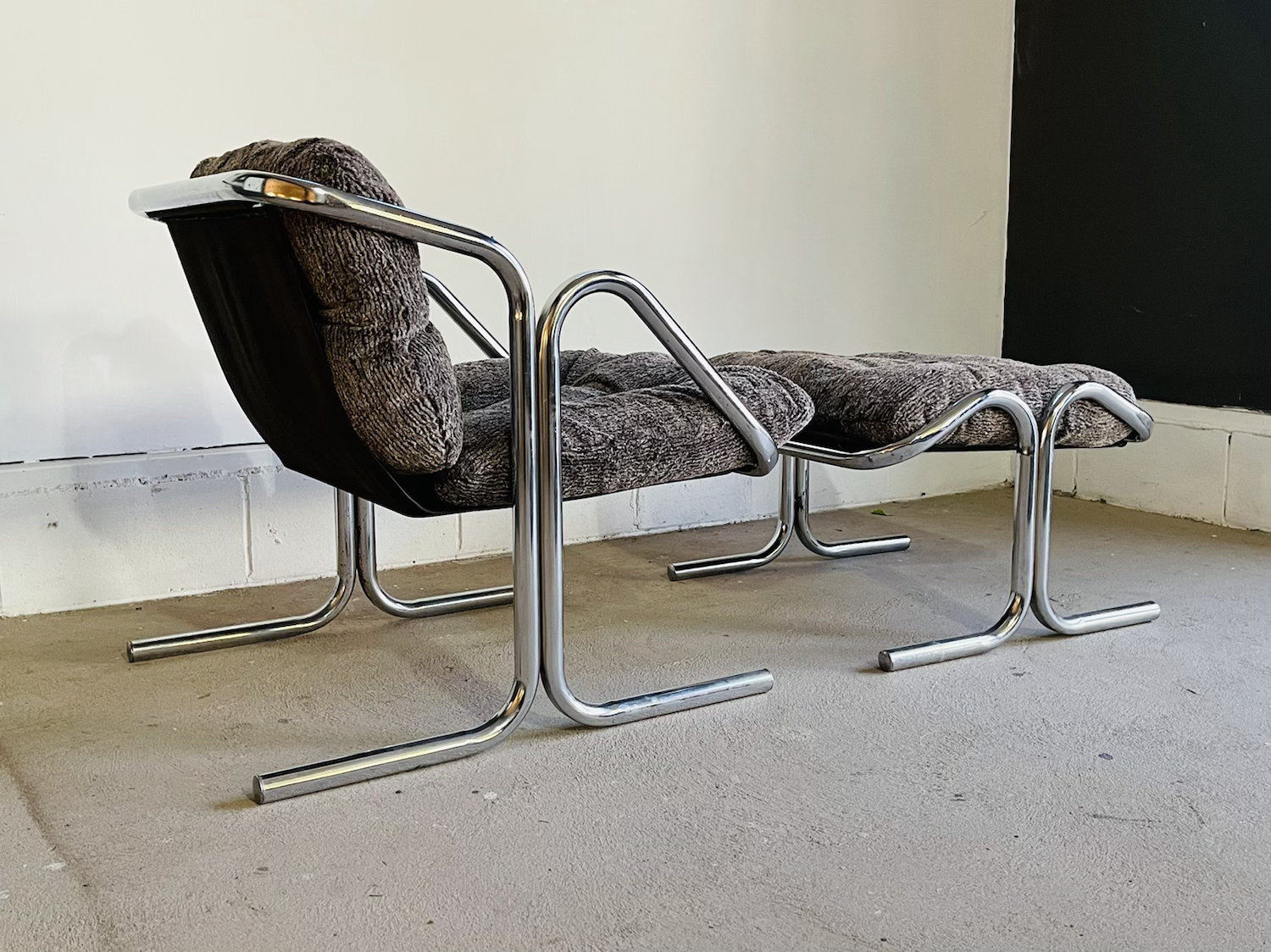Mid-Century Modern Chrome Lounge Chair & Ottoman by Jerry Johnson for Landes image 3