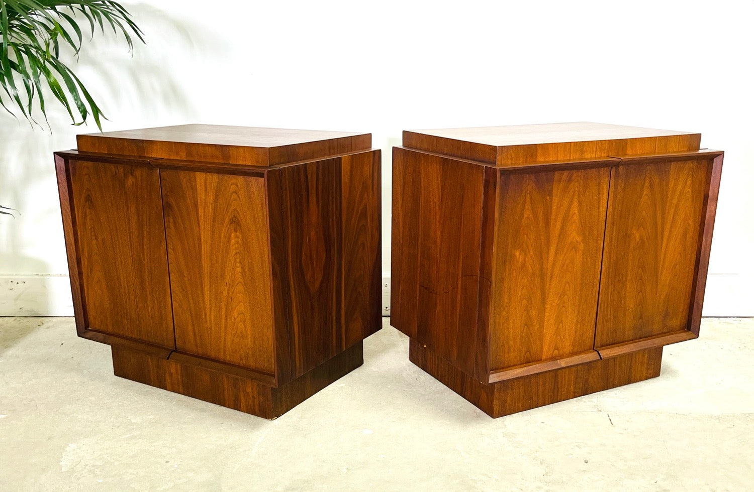 1970's Pair of Walnut Nightstands by Tobago image 2