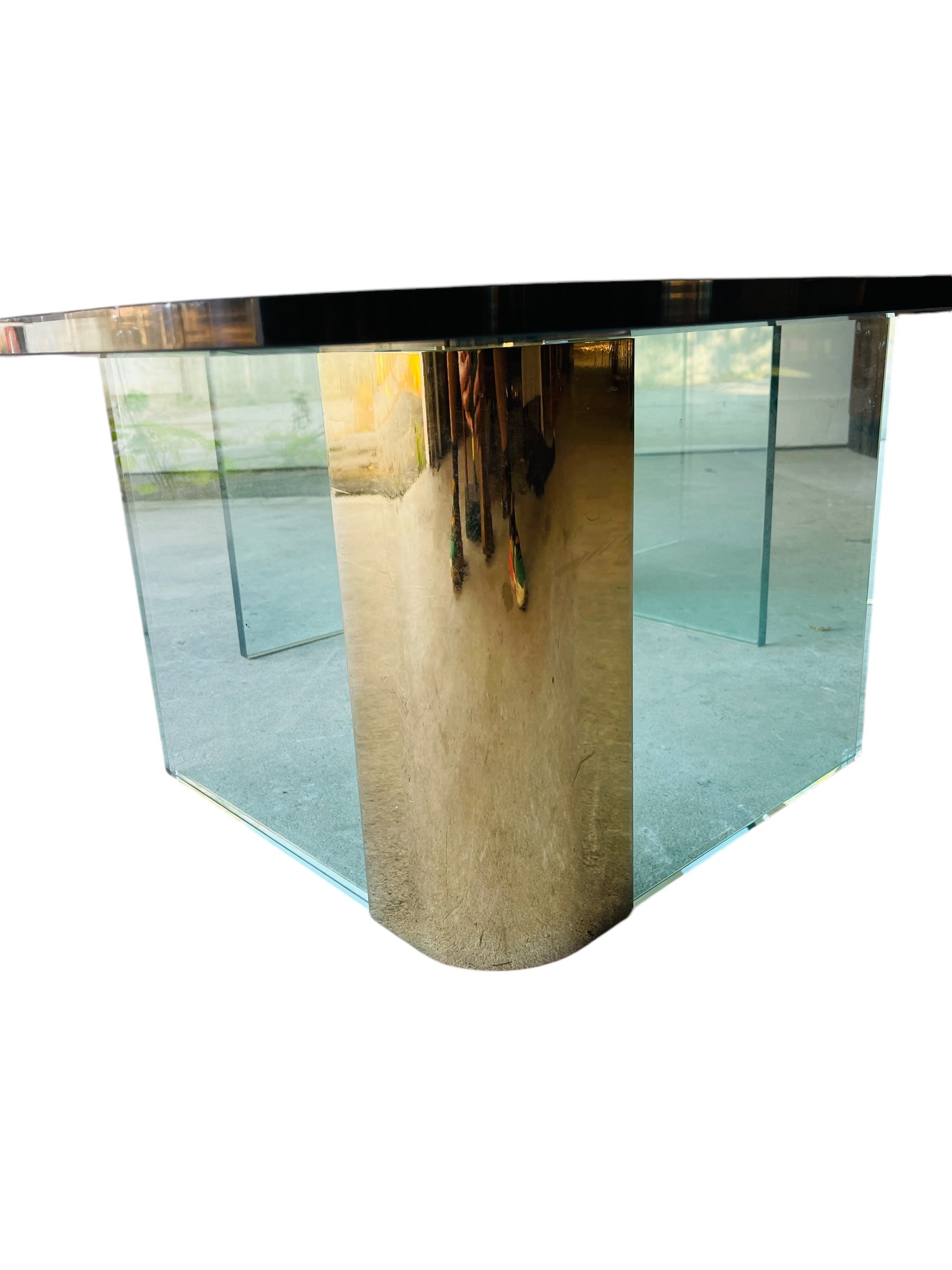 Vintage 1970s Leon Rosen for Pace Collection Brass & Glass Navette Coffee Table image 1