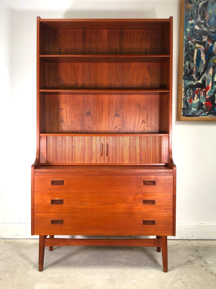 Mid-Century Danish Modern Teak Secretary Desk & Bookcase By Bornholms image 3