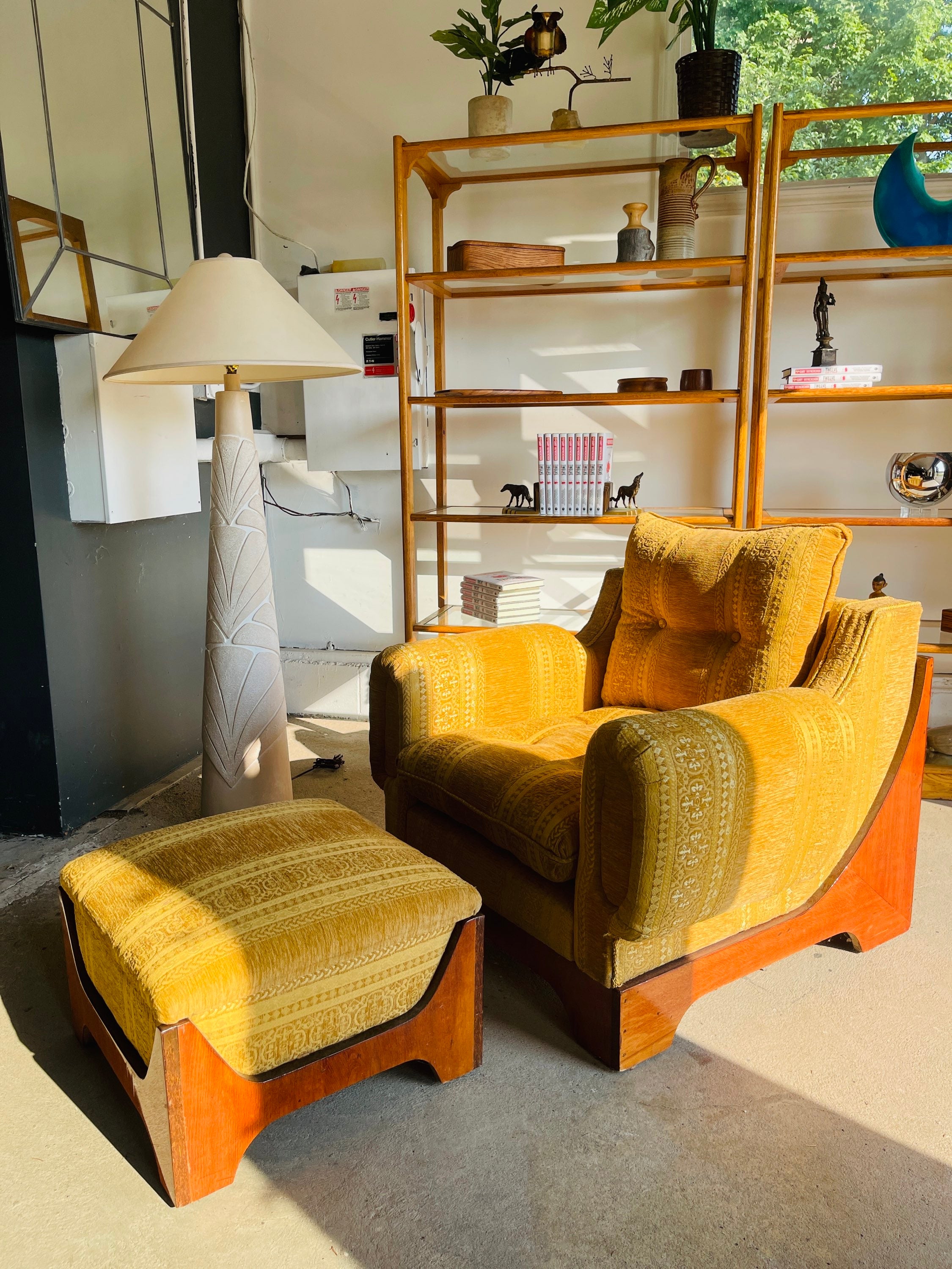 Pair Vintage Art Deco Lounge Chair with Ottoman  image 2