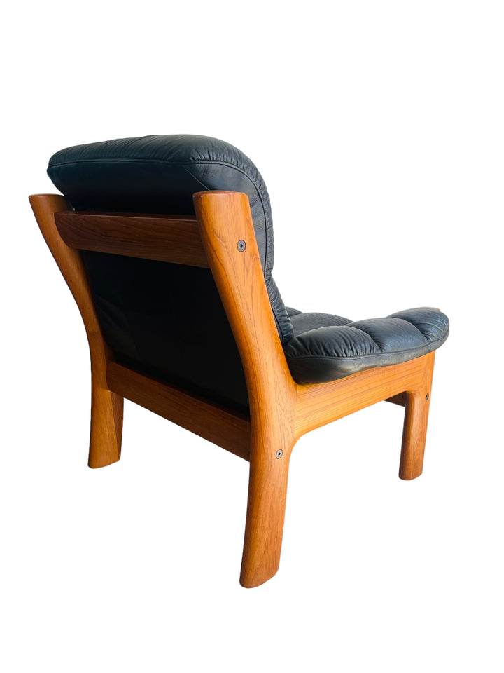 Mid Century Modern Ekornes Teak & Leather Lounge Chair image 2