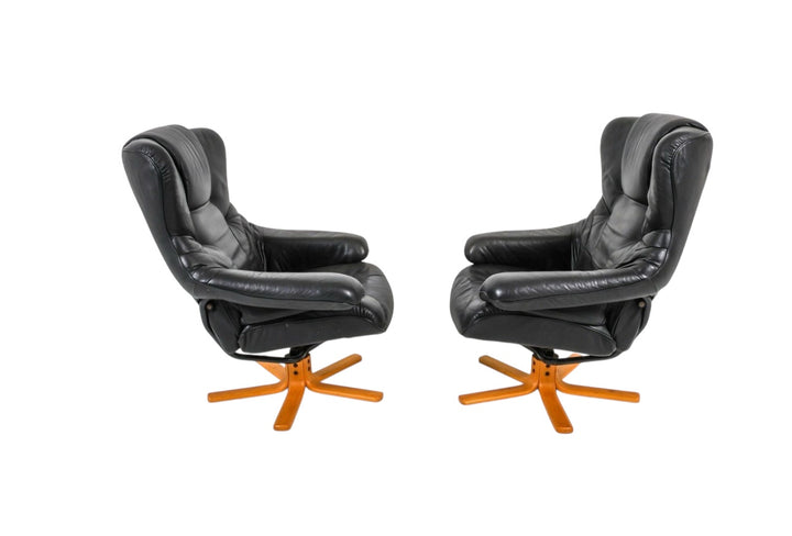 1970s Recliners by Hjellegjerde Mobler in Black Leather (One Available) image 2