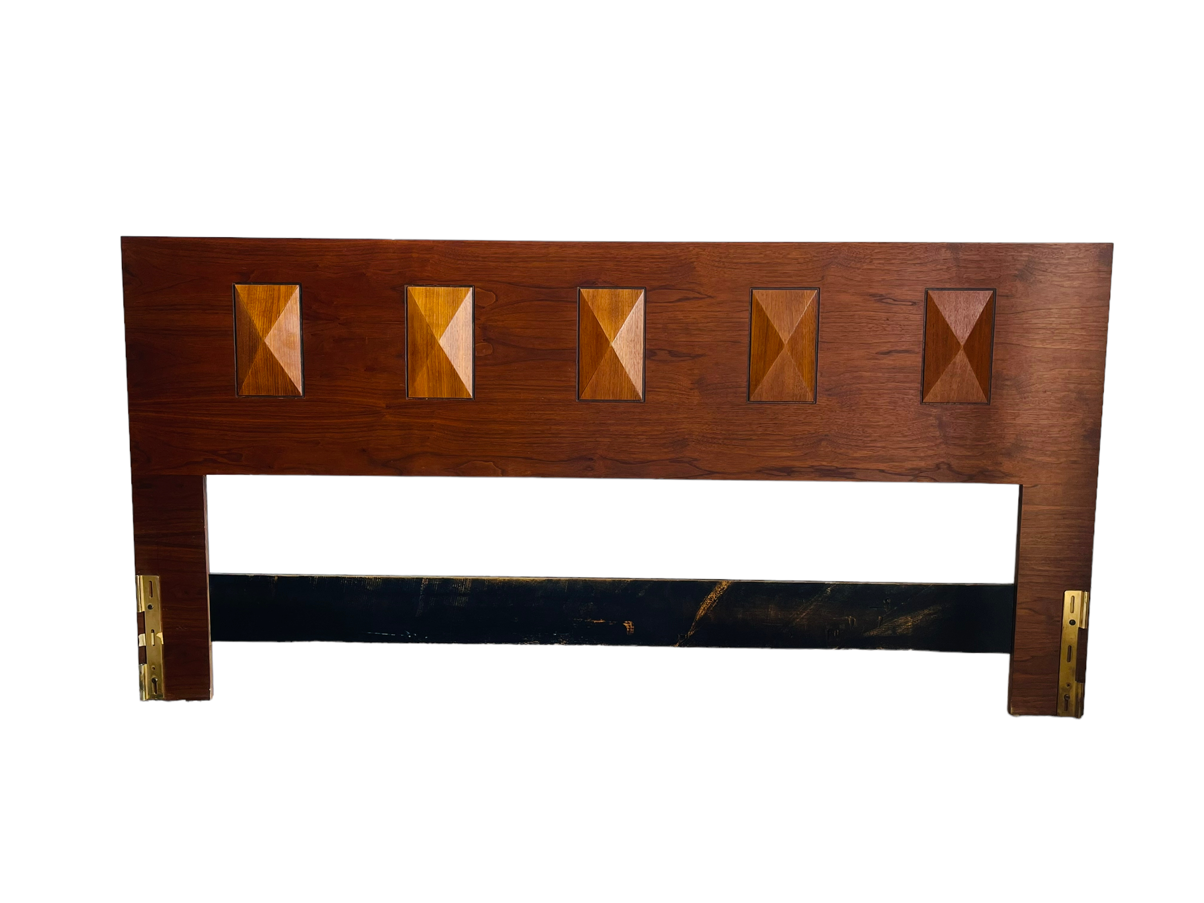 Mid-Century Modern Walnut Dimond Sculptured King Size Headboard  image 0