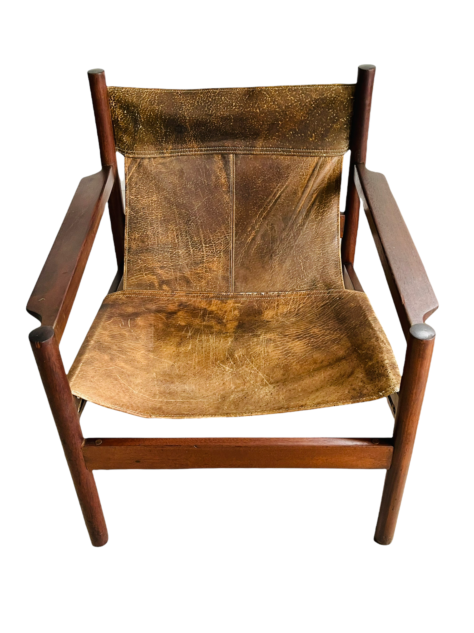 1960s Michel Arnoult Roxinho Leather Sling Lounge Chairs  image 12