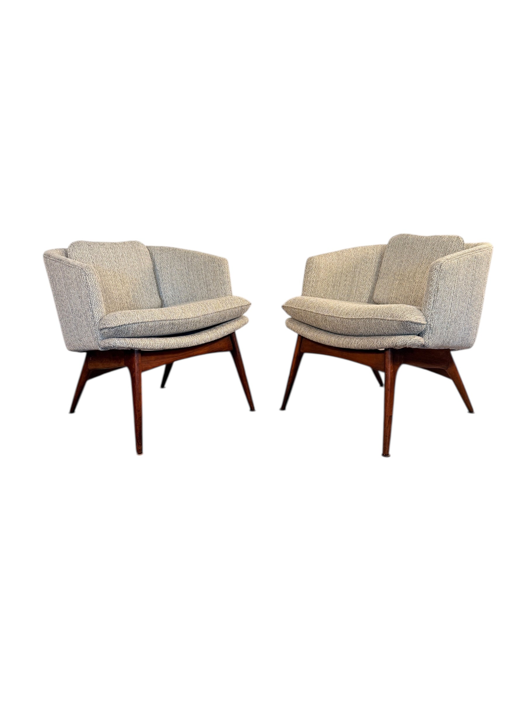 Rare Pair of Mid-Century Walnut Bucket Lounge Chairs by Wieland image 1
