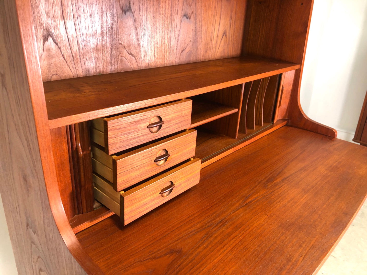 Mid-Century Danish Modern Teak Secretary Desk & Bookcase By Bornholms image 10
