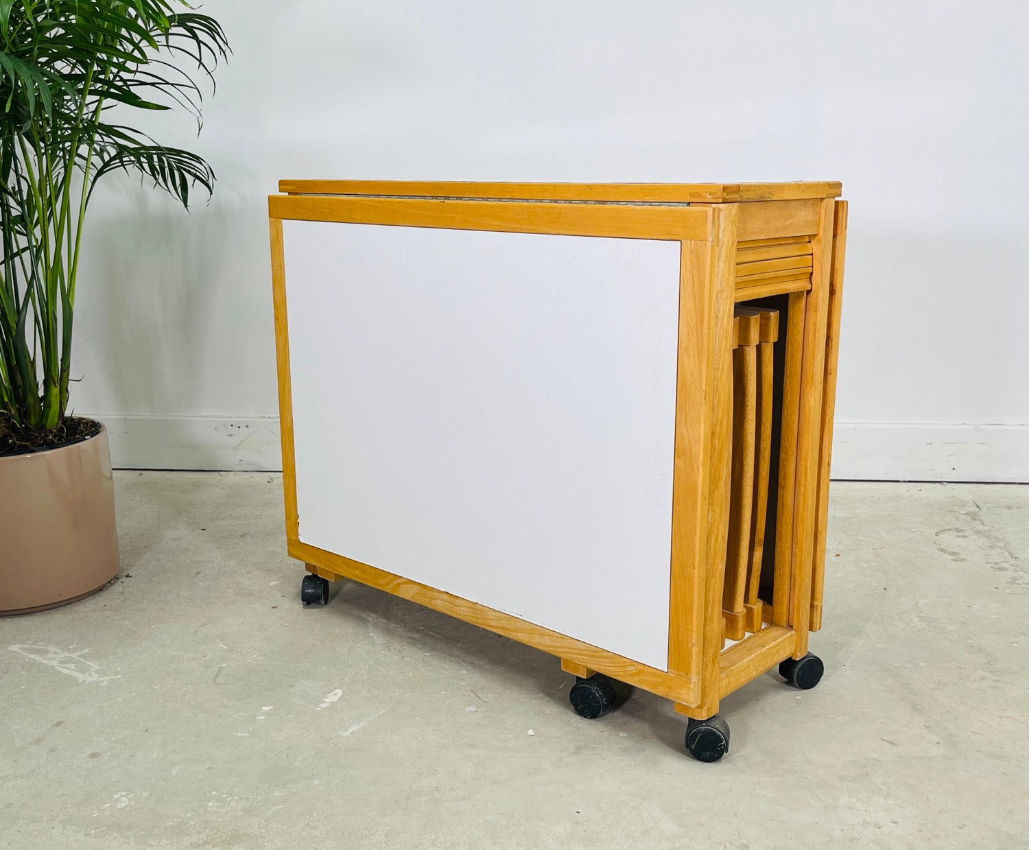 Mid-Century Modern Drop Leaf Table with Folding Chairs (Set 4) image 0