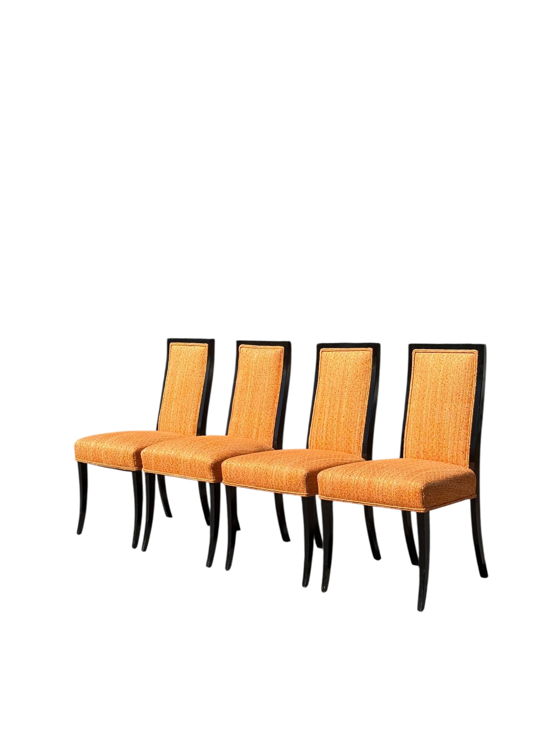 Set of 4 Art Deco Style Dining Chairs with Black Saber Legs image 0