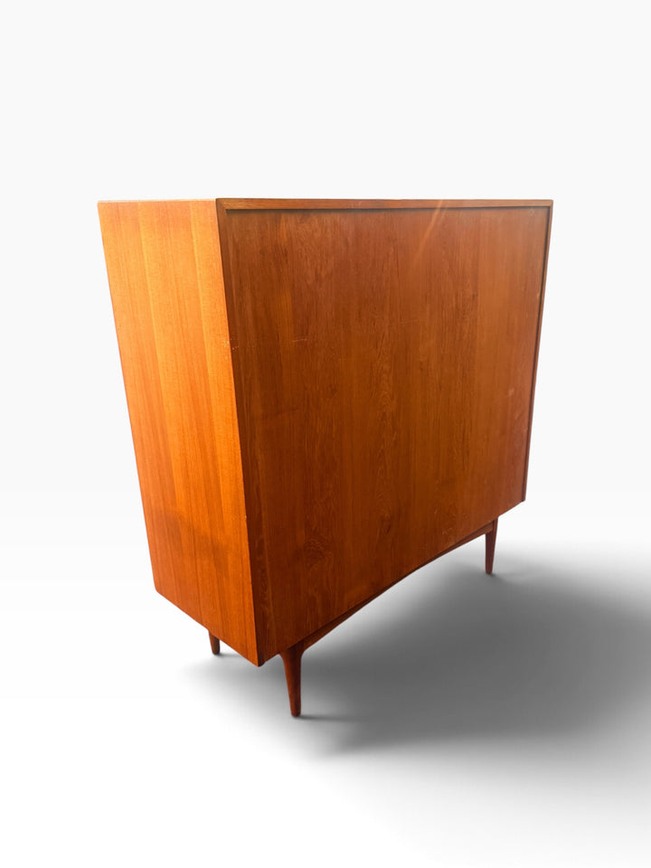 Teak highboard, angled rear view