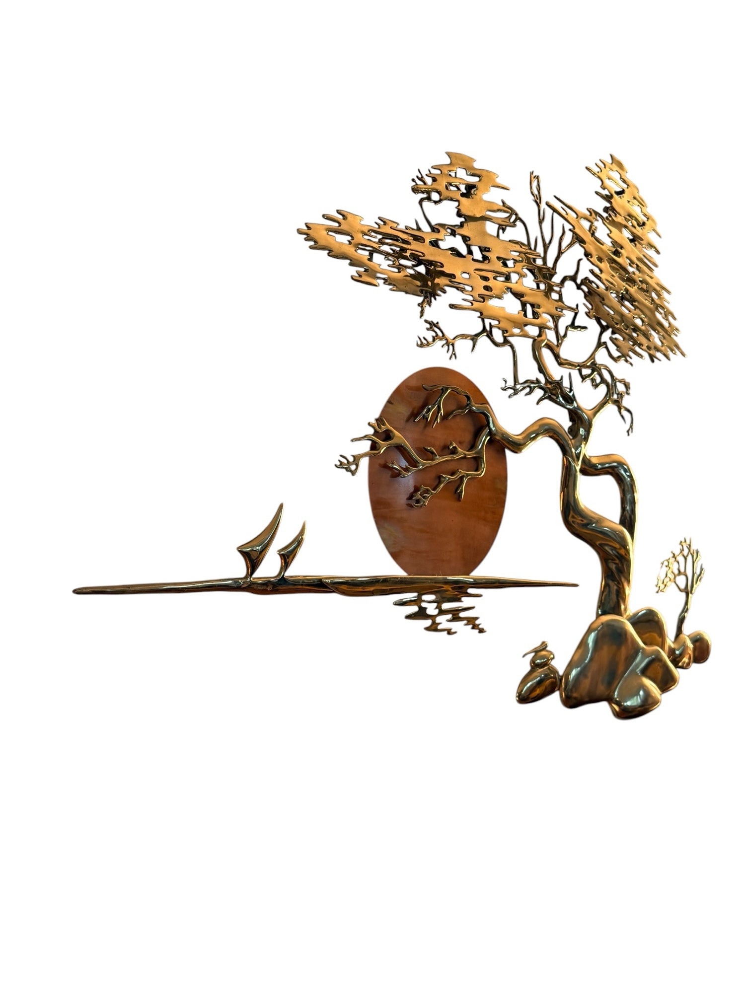 Bijan Brass Wall Sculpture, overhead angle showing canopy layers and depth